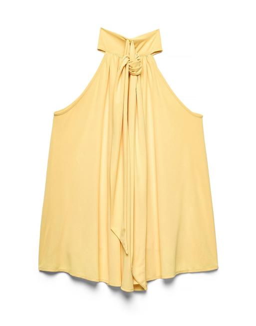NA-KD Halterneck flowy tie top in bright yellow, 5 of 5