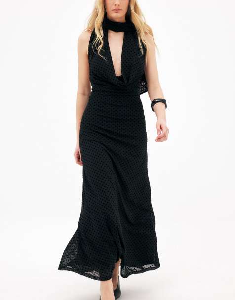 NA-KD Halterneck maxi dress in black - view 1