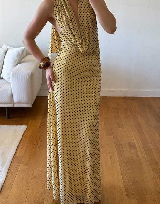 NA-KD Halterneck maxi dress in light yellow, 5 of 5