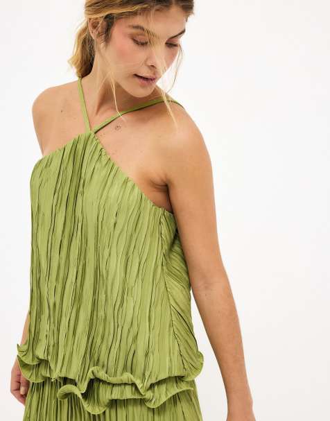 NA-KD Halterneck wire top in green