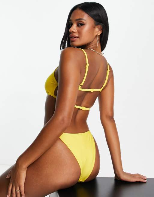 NA-KD - Haut de bikini avec lanières dans le dos - Jaune, 3 de 4