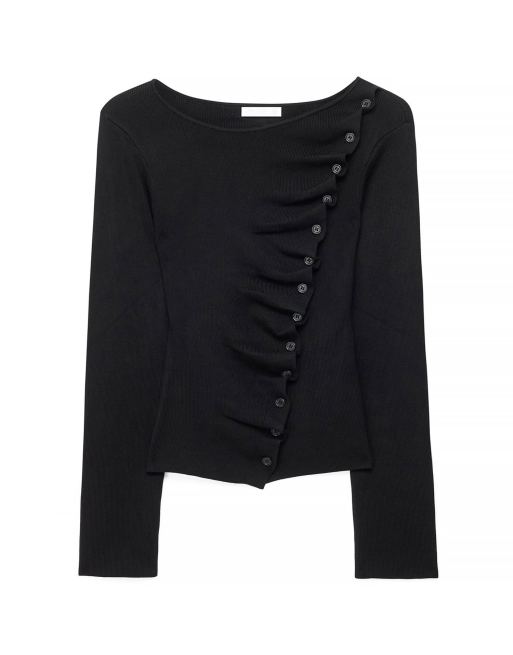 NA-KD haut en maille asymétrique boutonné noir, 4 de 5