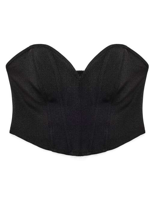 NA-KD Heart shape corset top in black, 4 of 5