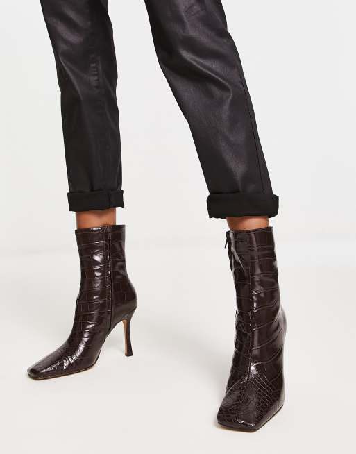 Black croc ankle boots asos hot sale