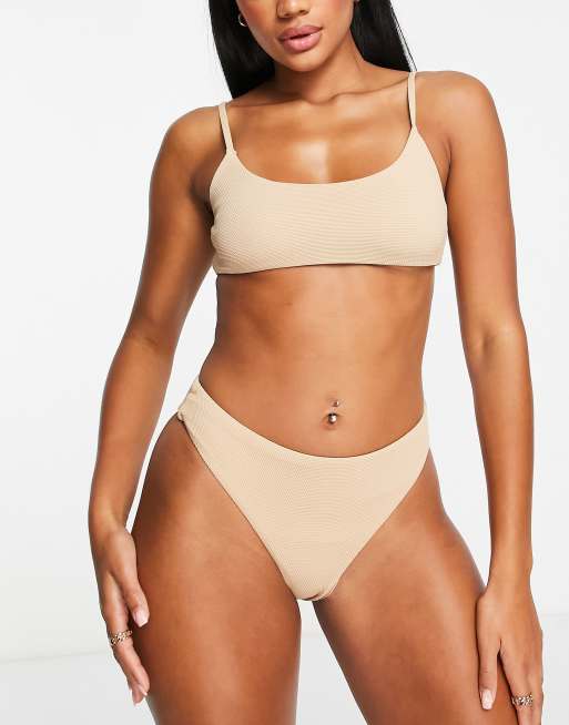 NA-KD classic mid rise thong in beige