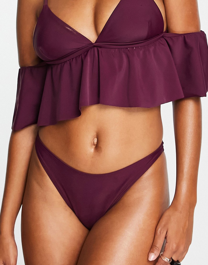Na-kd High Cut Bikini Bottom In Plum-purple In Red