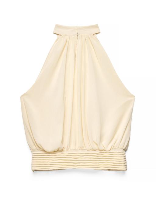 NA-KD High neck chiffon top in light yellow, 5 of 5