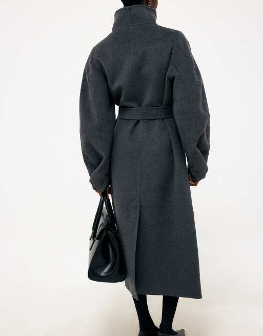 NA-KD High neck double faced coat in dark grey, 2 of 5