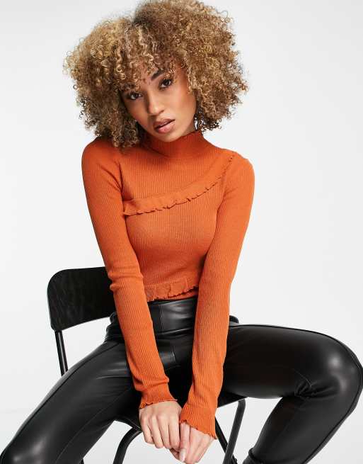 NA-KD high neck jumper in rust