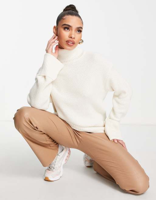 NA-KD high neck knit jumper in off white | ASOS