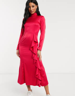 fuchsia pink midi dress