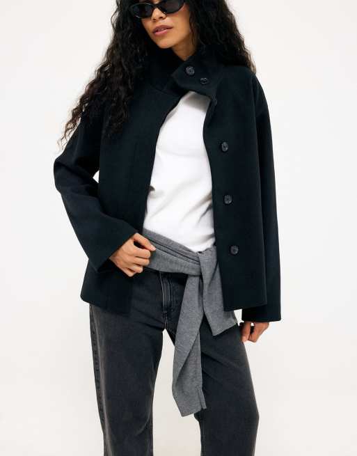 NA-KD High neck short coat in black, 2 of 5