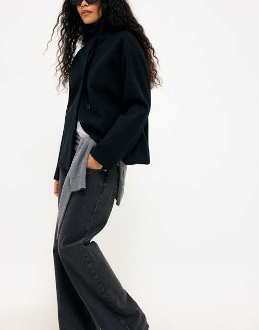 NA-KD High neck short coat in black, 5 of 5