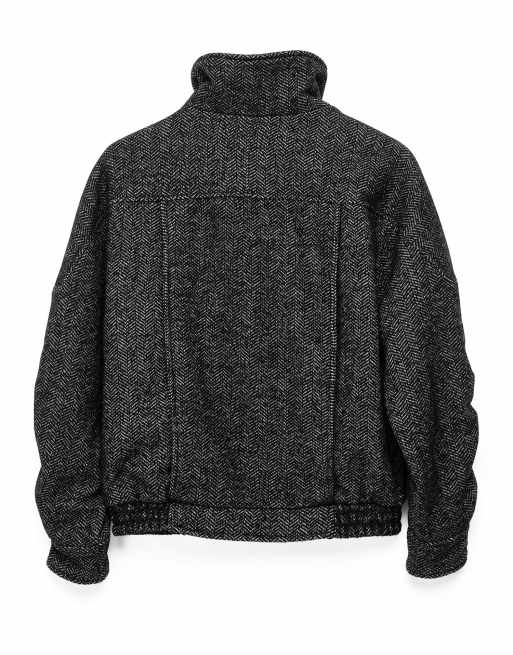 NA-KD High neck wool blend jacket in black/white, 5 of 5