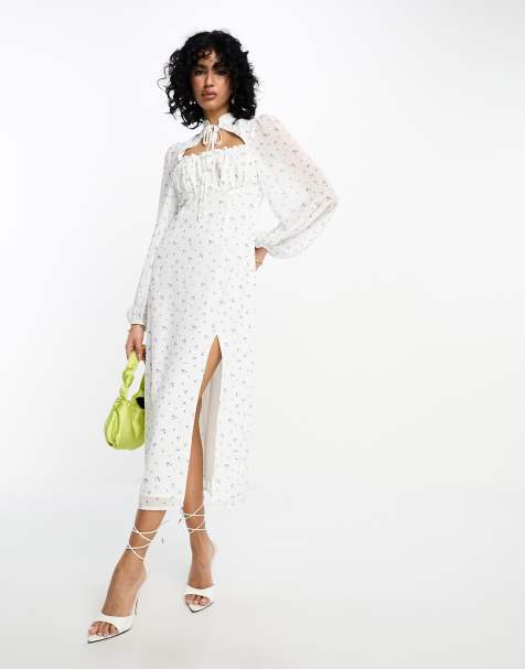 ASOS DESIGN Maternity high neck maxi dress with tie waist detail