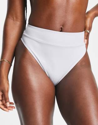 NA-KD high waist bikini briefs in pearl blue 