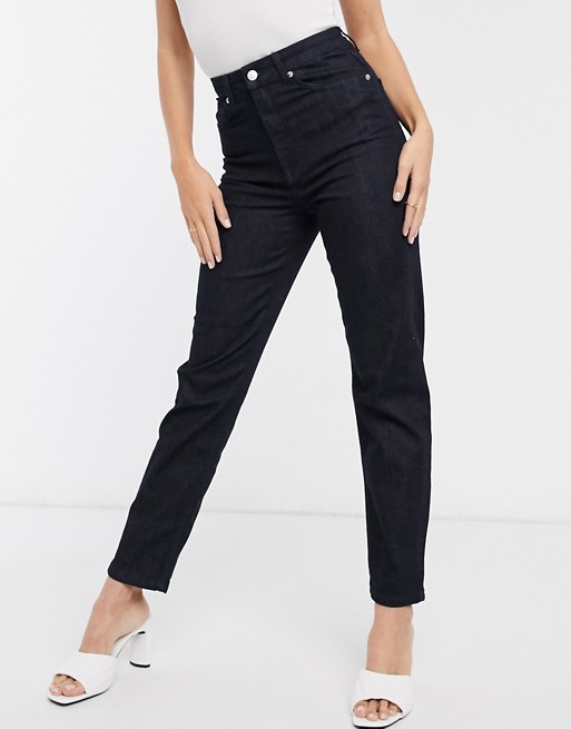 NA-KD high waist straight denim jeans in indigo blue