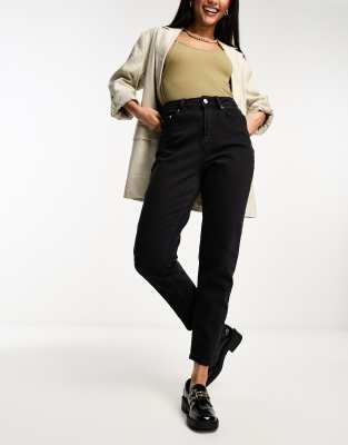 NA-KD NA-KD high waist straight leg jeans in black