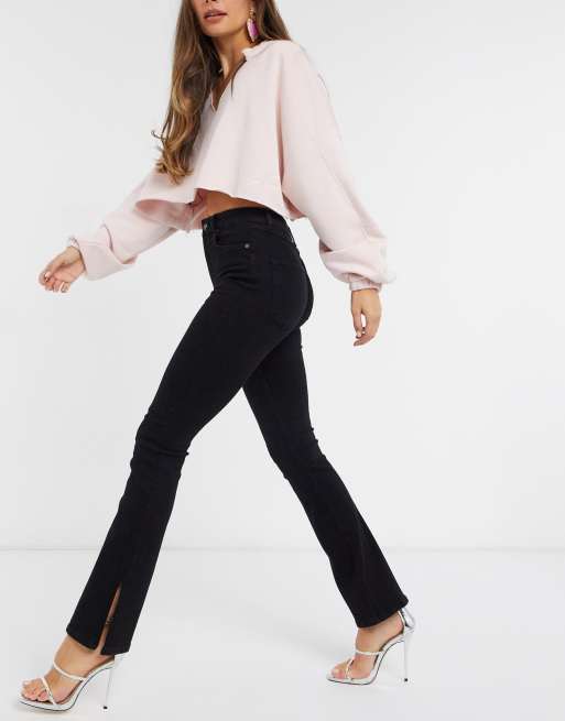 ASOS DESIGN skinny pants with split hem in black