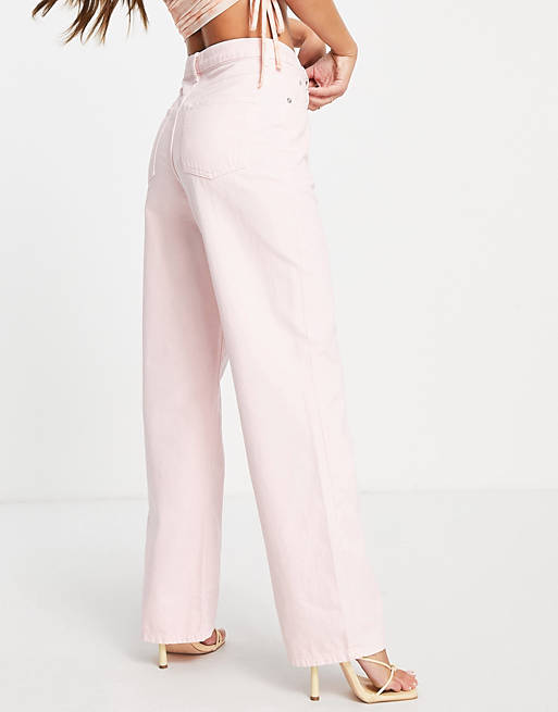 Jeans NA-KD high waisted straight leg jean in dusty pink 