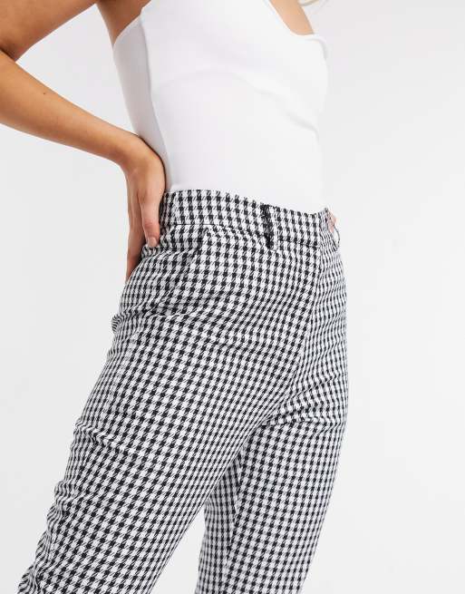 NA KD houndstooth print flared trousers in black