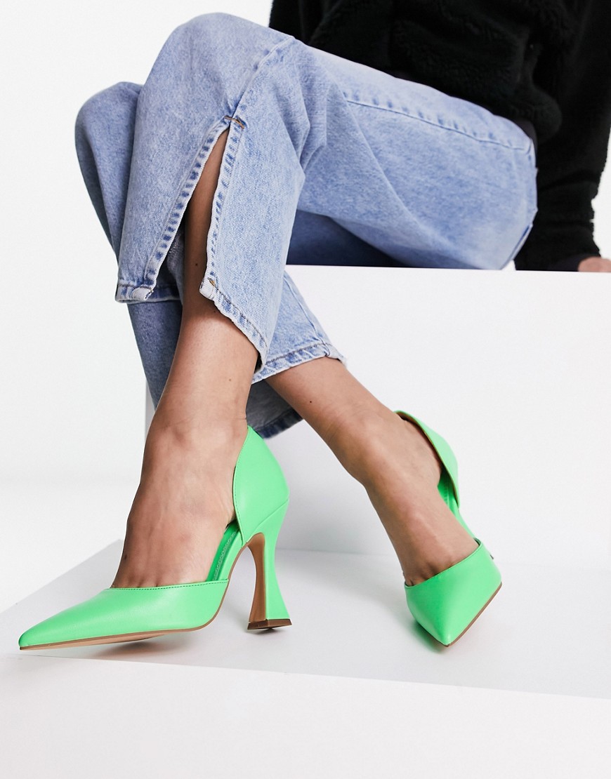 Shop Na-kd Hourglass Heel Pointed Toe Pumps In Green