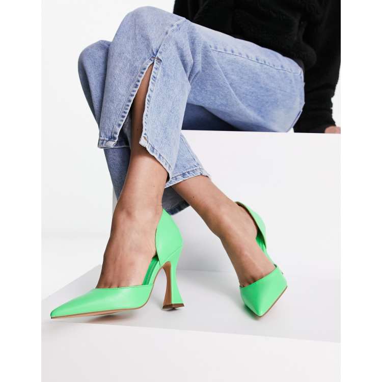 Green cheap pumps heels