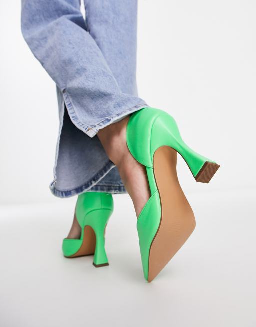 NA-KD hourglass heel pointed toe pumps in green