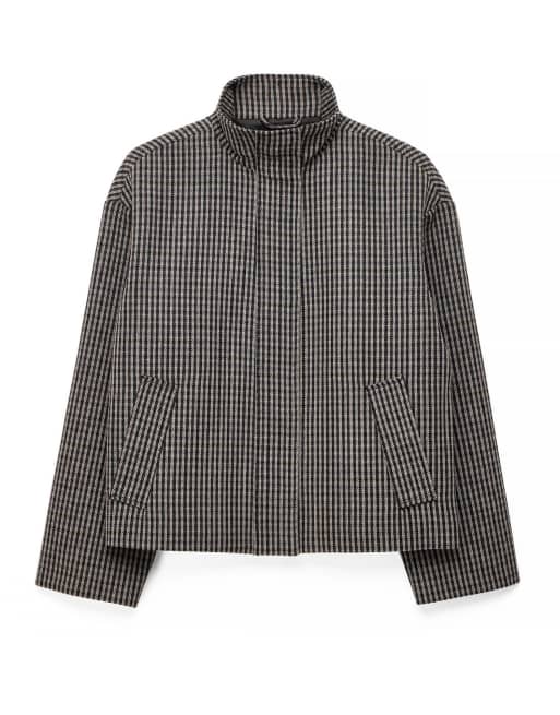 NA-KD Jacke aus Wollmix mit hohem Kragen und Karomuster, 4 von 5