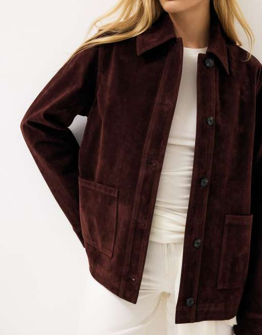NA-KD Jacke in Burgunderrot mit Taschen-Detail in Wildlederoptik, 4 von 4