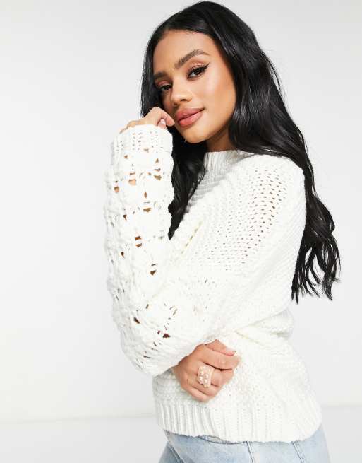 NA-KD jumper with bubble detail in off white | ASOS