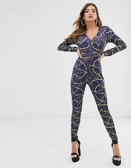 NA-KD jumpsuit with chain print | ASOS