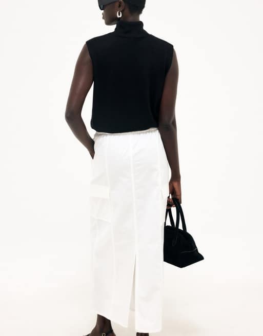 NA-KD jupe longue cargo en coton blanche, 2 de 5