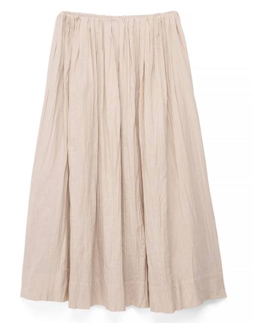 NA-KD - Jupe mi-longue en lin froissé mélangé - Beige, 4 de 5