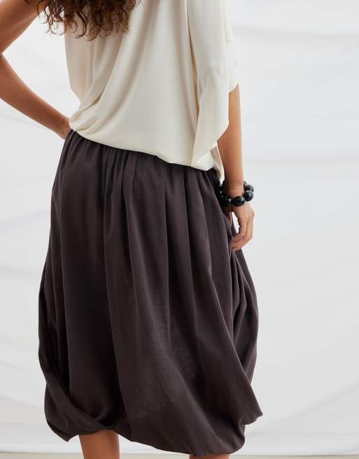 NA-KD jupe midi drapée en modal prune, 2 de 5