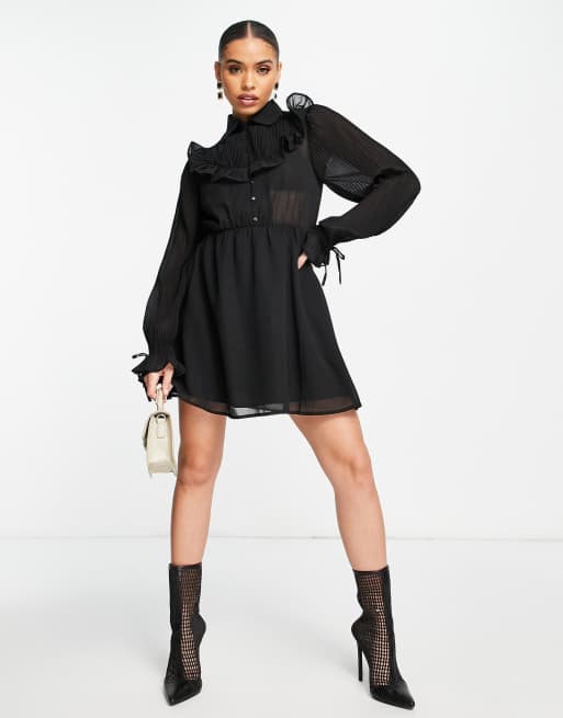 NA-KD - Jurk van chiffon met western details in zwart