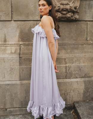 NA-KD - Kate Klem - - Robe longue volumineuse à volants - Lilas cendré-Violet