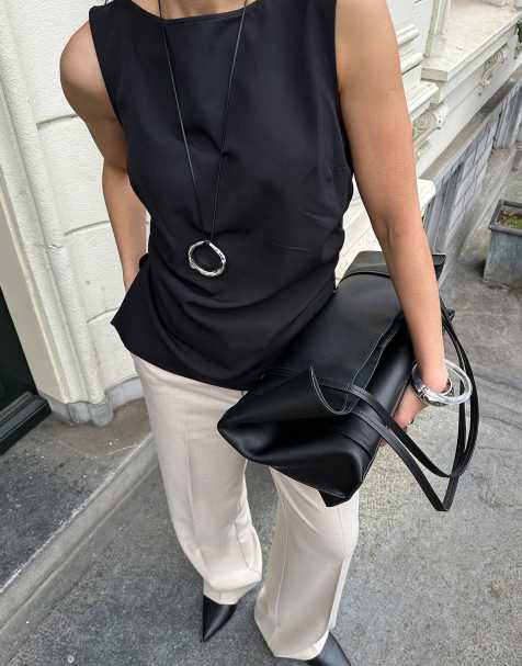 NA-KD Kate klem - ruched waist sleeveless top in black - view 1