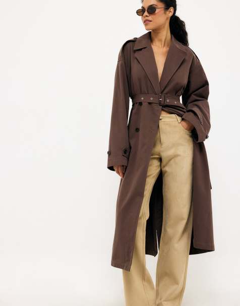 NA-KD klassischer Trenchcoat in Braun - view 1