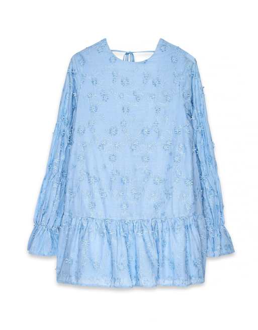 NA-KD – Kleid in Hellblau mit tiefem Rückenausschnitt und Ärmeldetail, 5 von 5