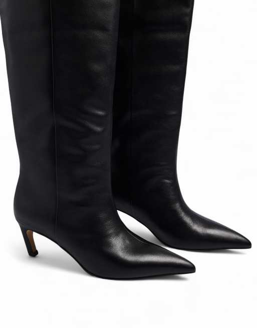 NA-KD Knee high leather boots in black, 4 of 4