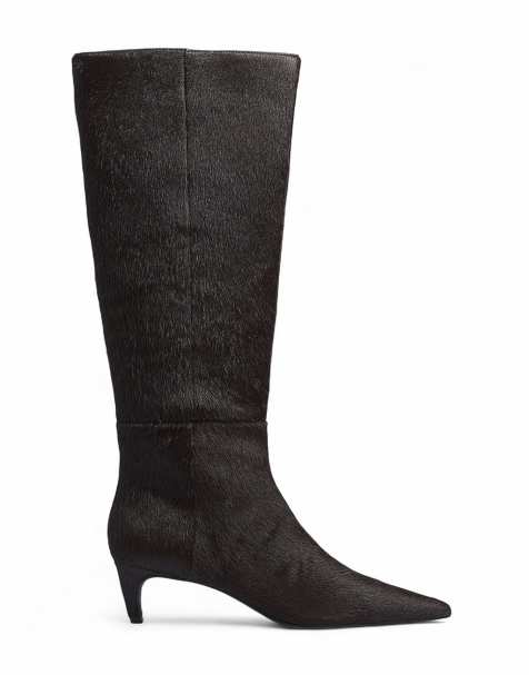 NA-KD Knee high leather boots in brown - view 1