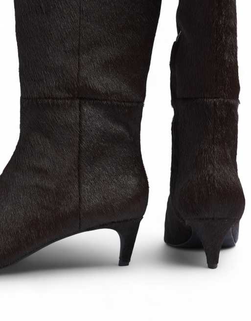 NA-KD Knee high leather boots in brown, 4 of 4