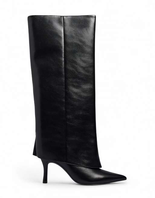 NA-KD kniehohe Stiefel mit Stilettoabsatz in Schwarz, 2 von 4