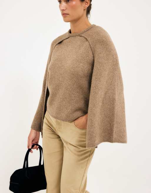 NA-KD Knitted cape sweater in nougat, 2 of 5