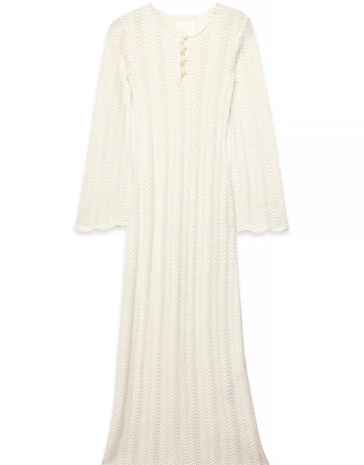 NA-KD Knitted crochet maxi dress in offwhite, 5 of 5