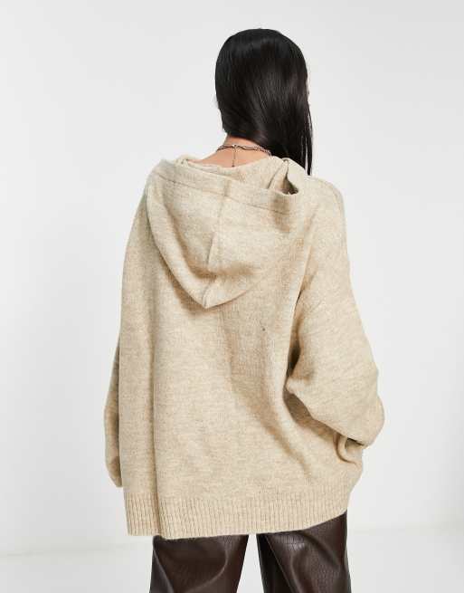 Beige 2025 knitted hoodie