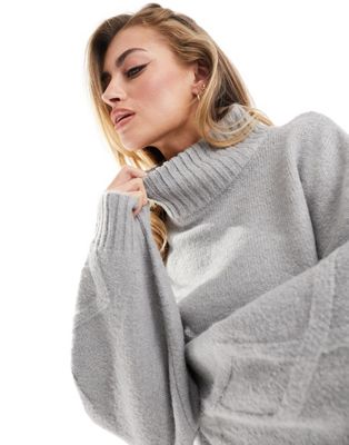 NA-KD knitted jumper with arm detail in grey - ASOS Price Checker