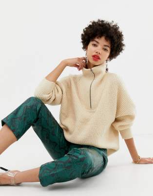 high neck zip jumper