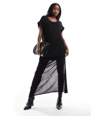 NA-KD knitted maxi dress in black